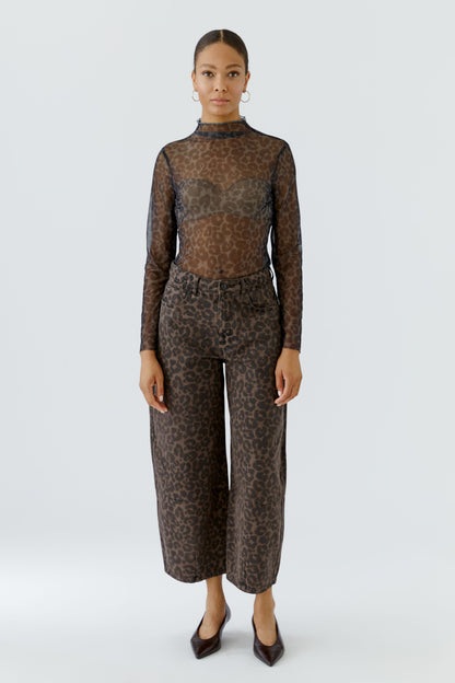 Oui Top Brown Grey-Black 99052