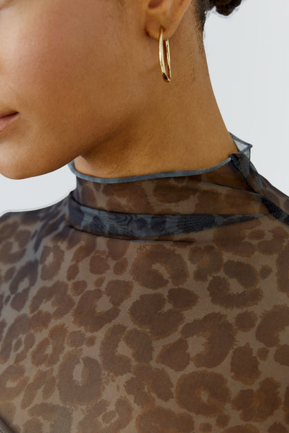 Oui Top Brown Grey-Black 99052