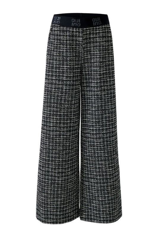 Oui Trousers Black Off White  94808