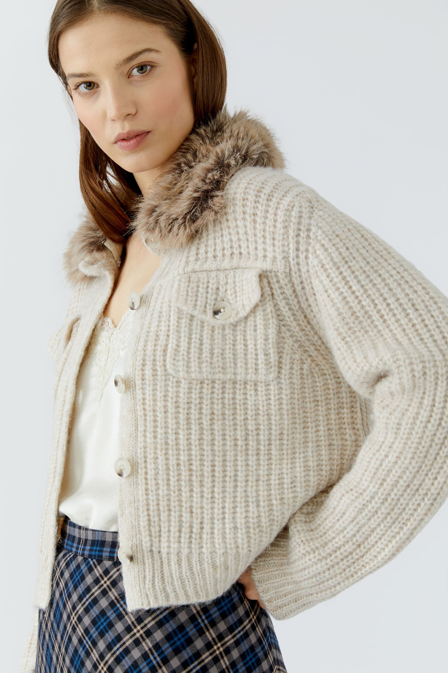 Oui Jacket Beige Melange 98024