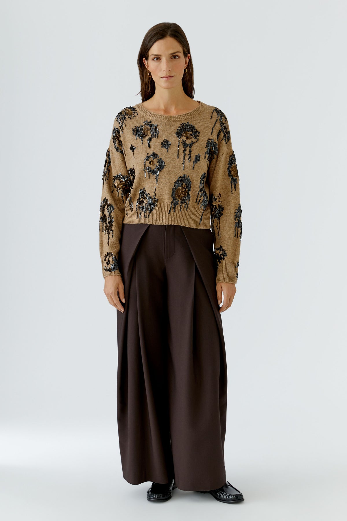 Oui Embellishment Detail Pullover Camel 100086