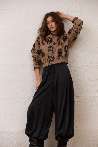 Oui Embellishment Detail Pullover Camel 100086