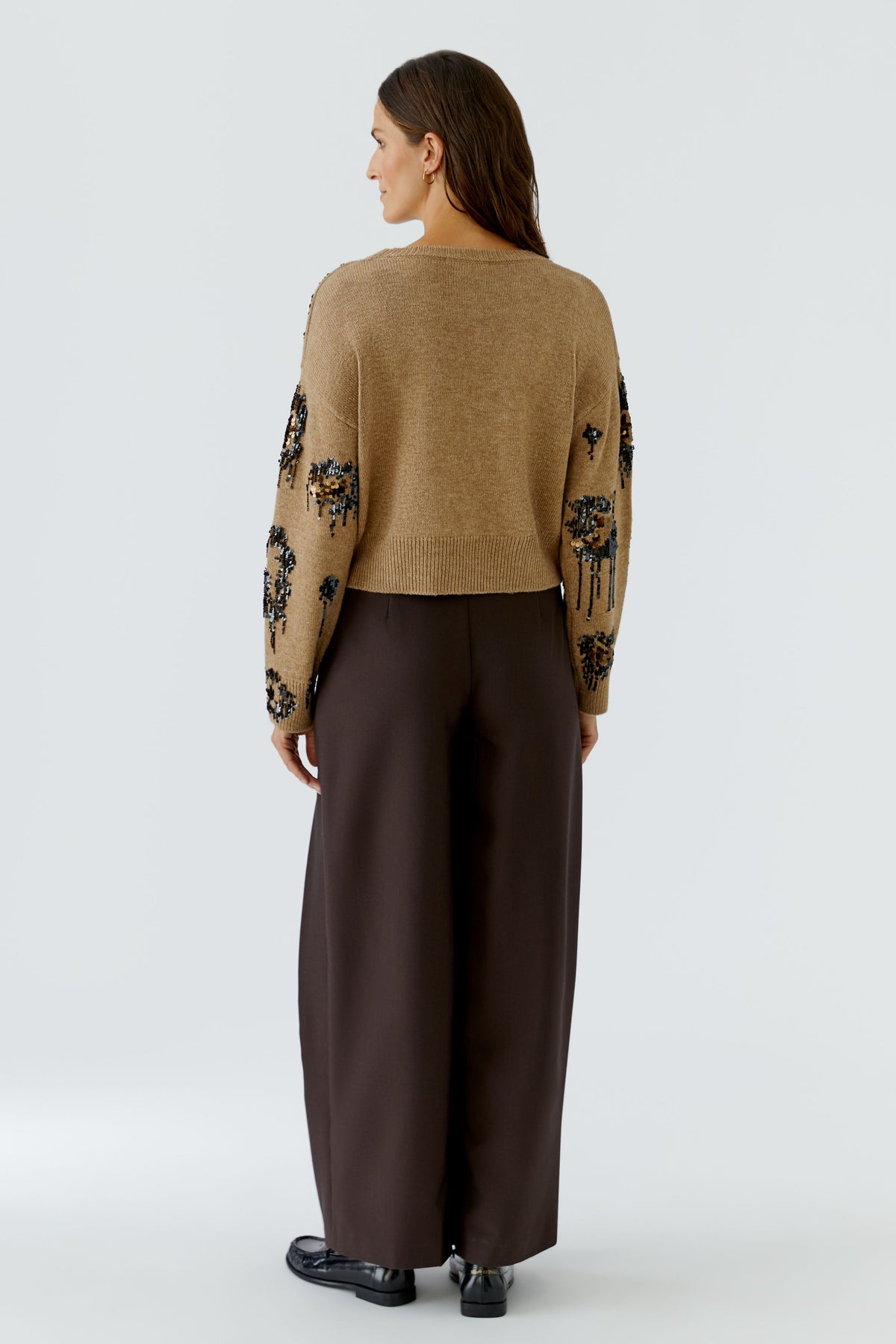 Oui Embellishment Detail Pullover Camel 100086