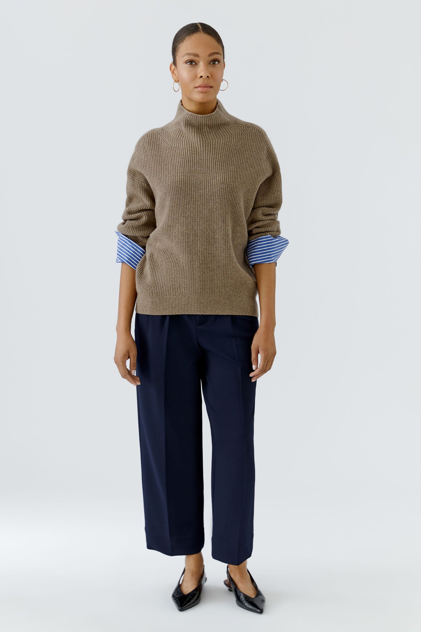 Oui Pullover Taupe Melange 97969