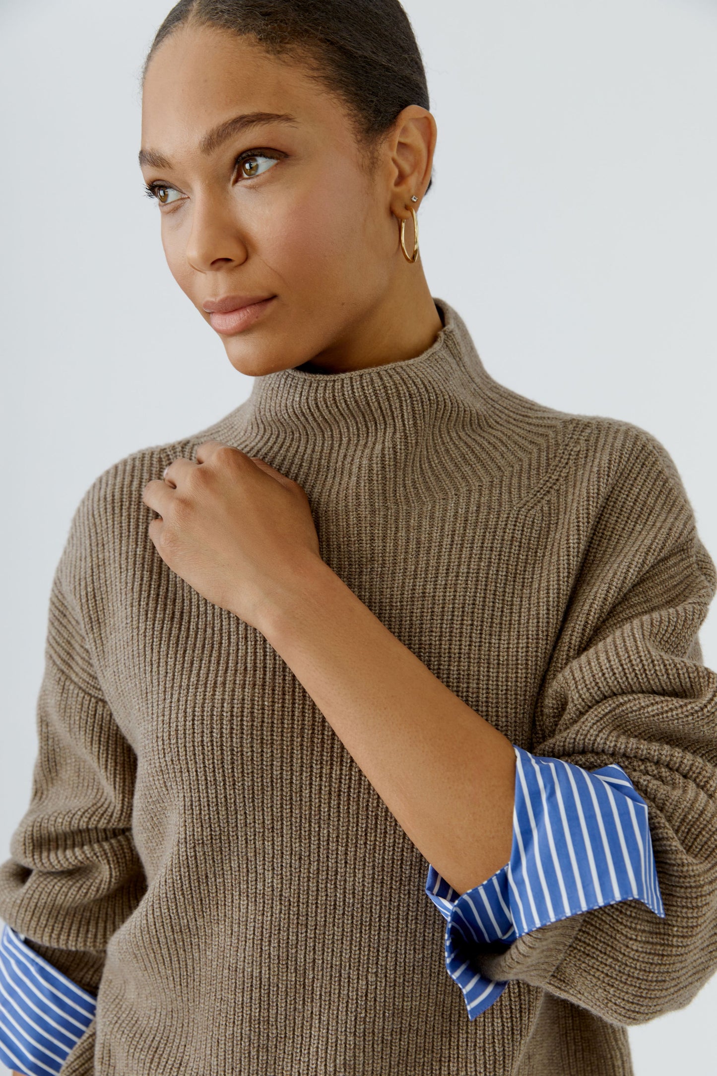 Oui Pullover Taupe Melange 97969