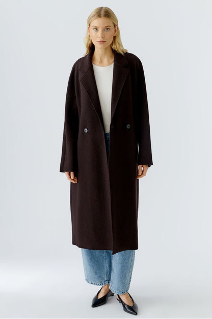 Oui Dark Brown Wool Coat