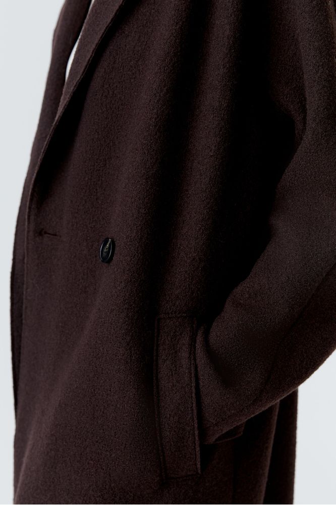 Oui Dark Brown Wool Coat