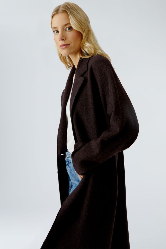 Oui Dark Brown Wool Coat