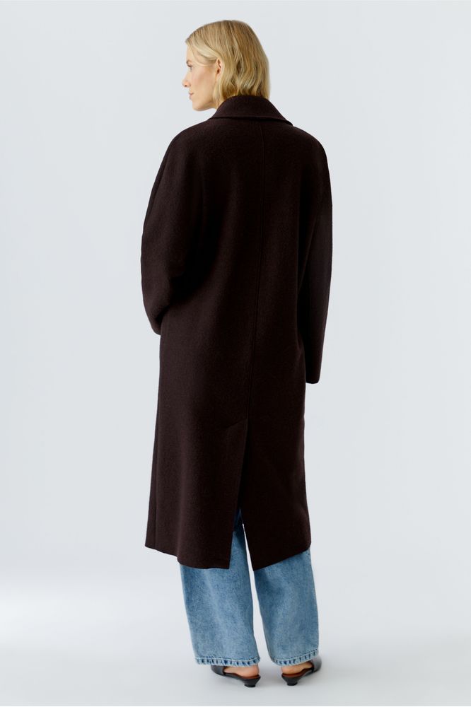 Oui Dark Brown Wool Coat