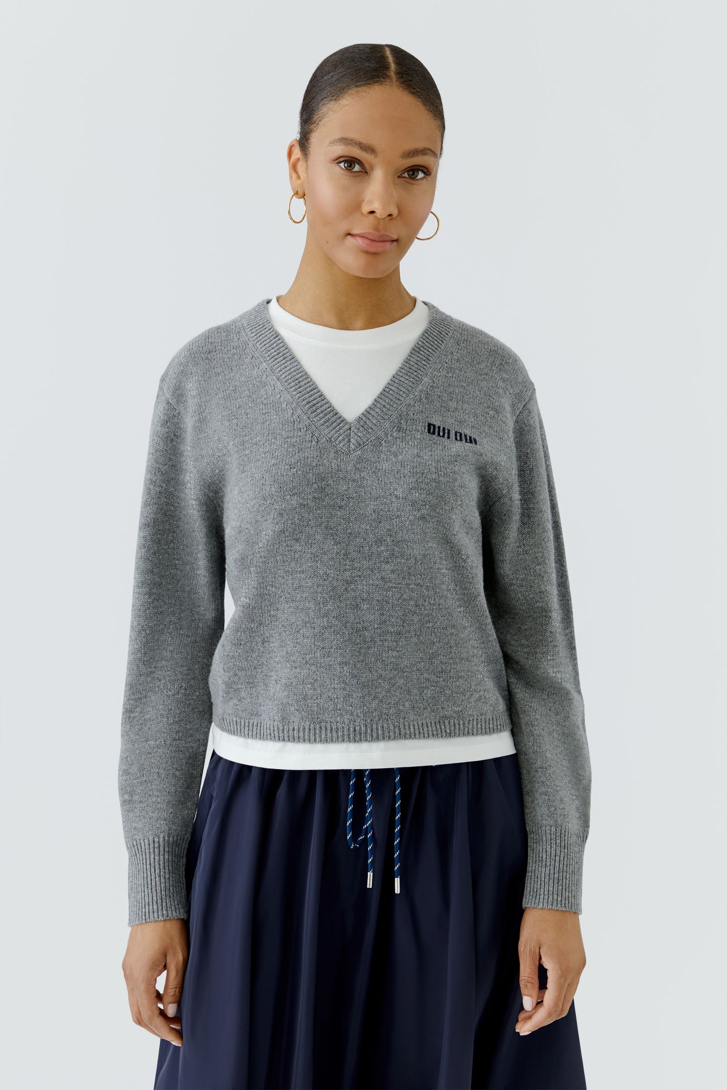 Oui Pullover Steel Grey 98037
