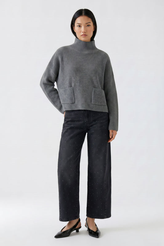 Oui Barrell Jeans Darkgrey Denim 100028