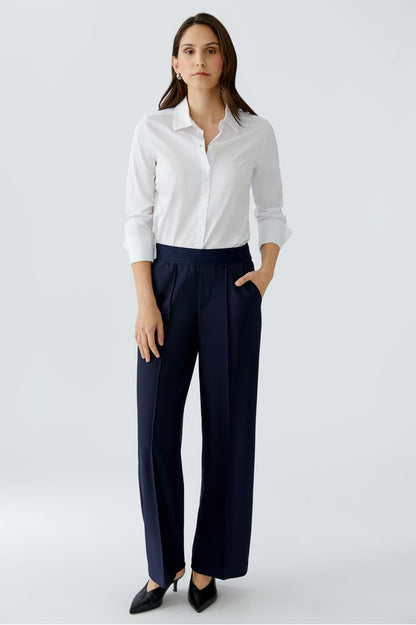 Oui Dark Blue Lacy Trouser