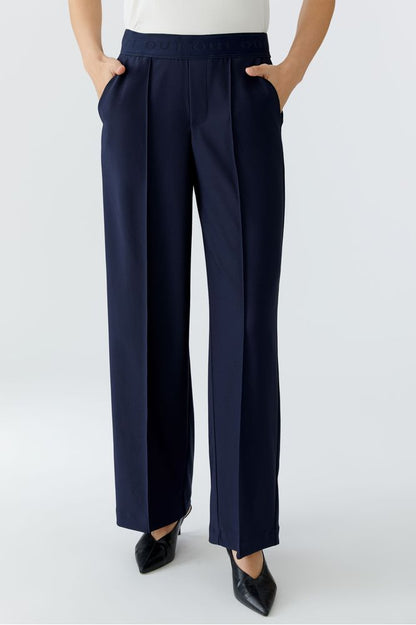 Oui Dark Blue Lacy Trouser