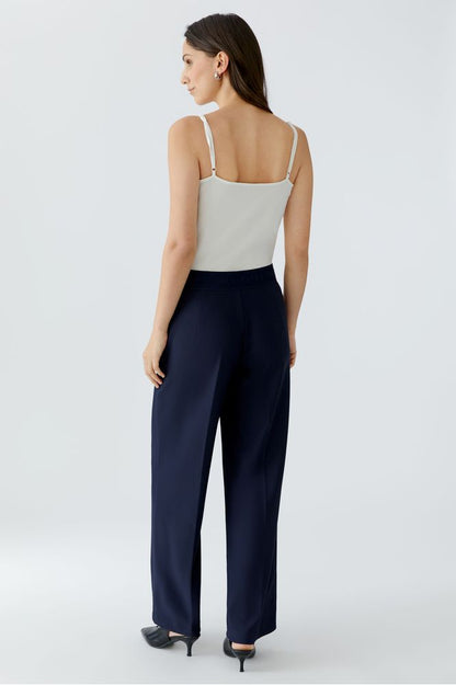 Oui Dark Blue Lacy Trouser