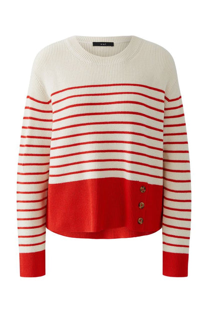 Oui  White Red Pullover 95989