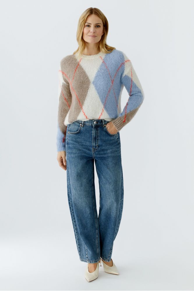 Oui  White Blue Pullover 86113