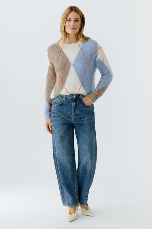 Oui  White Blue Pullover 86113