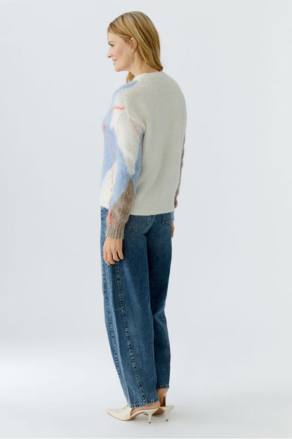 Oui  White Blue Pullover 86113