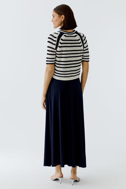 Oui Striped Cardigan White/Blue 97489