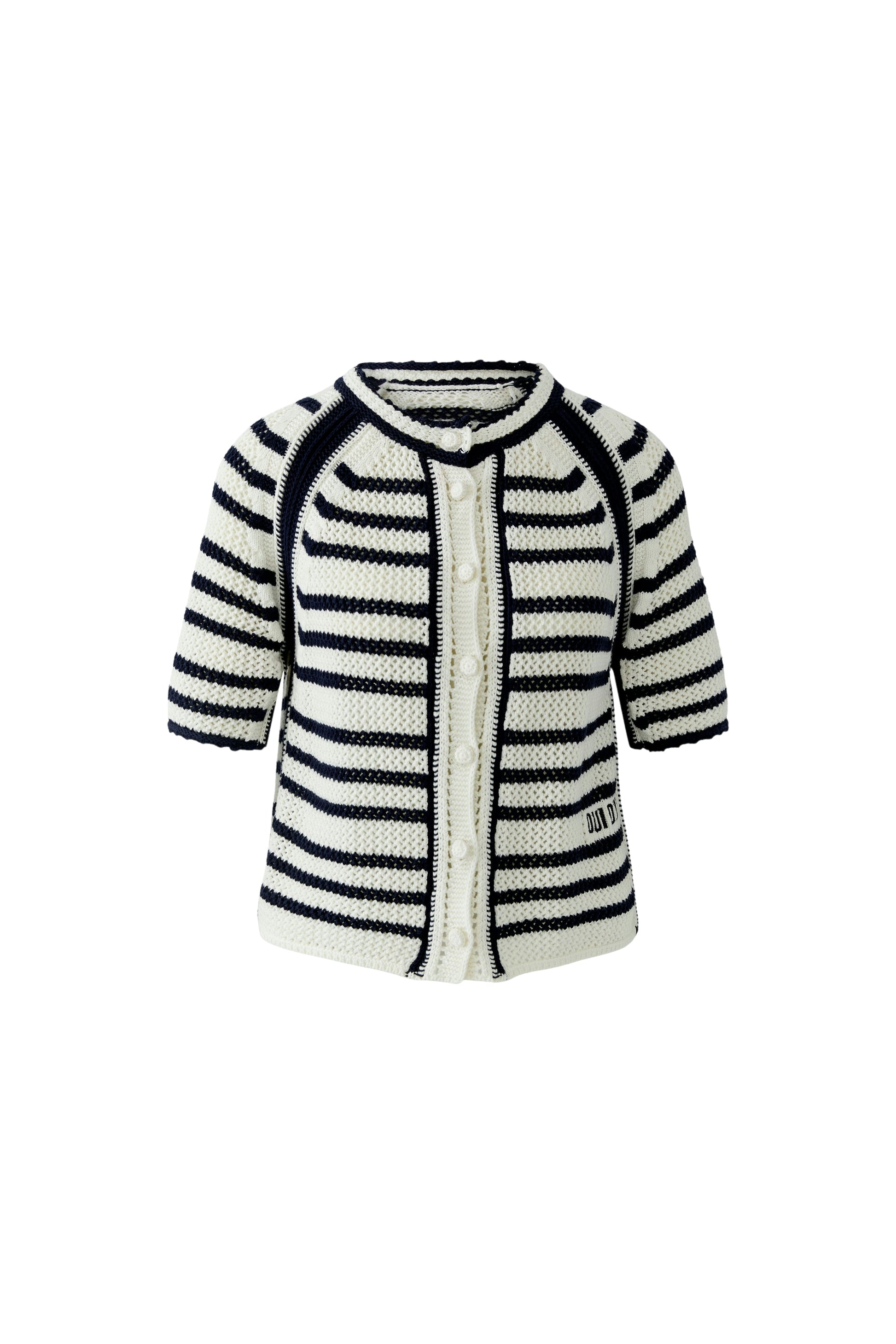 Oui Striped Cardigan White/Blue 97489