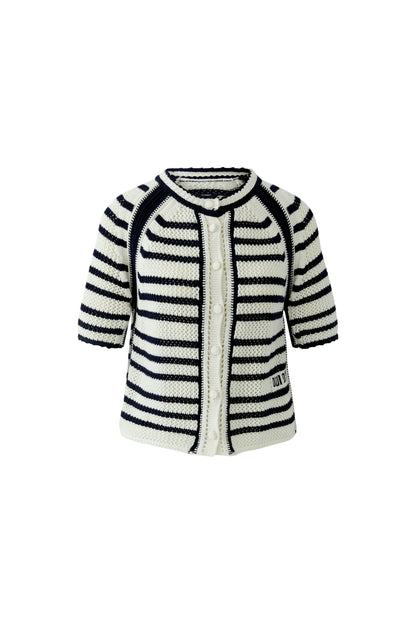 Oui Striped Cardigan White/Blue 97489