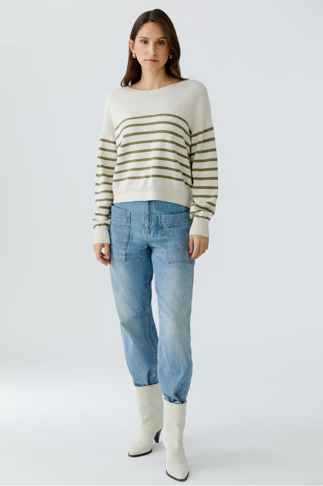 Oui Green Stripe Blouse 96772