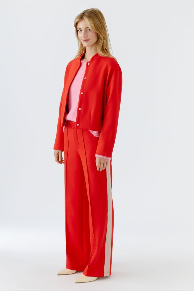 Oui Red White Trousers 95953