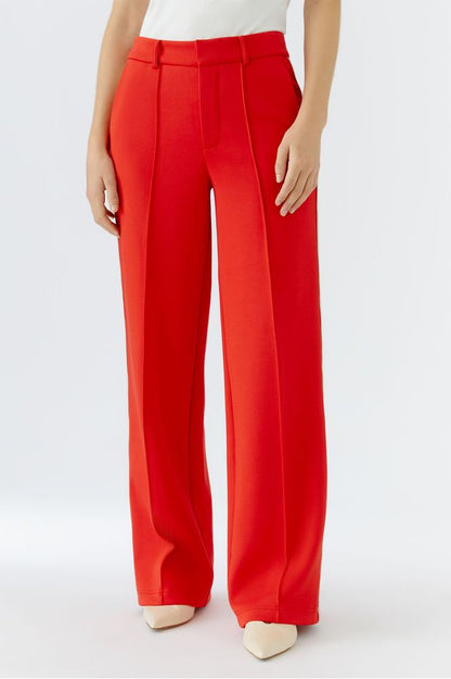 Oui Red White Trousers 95953