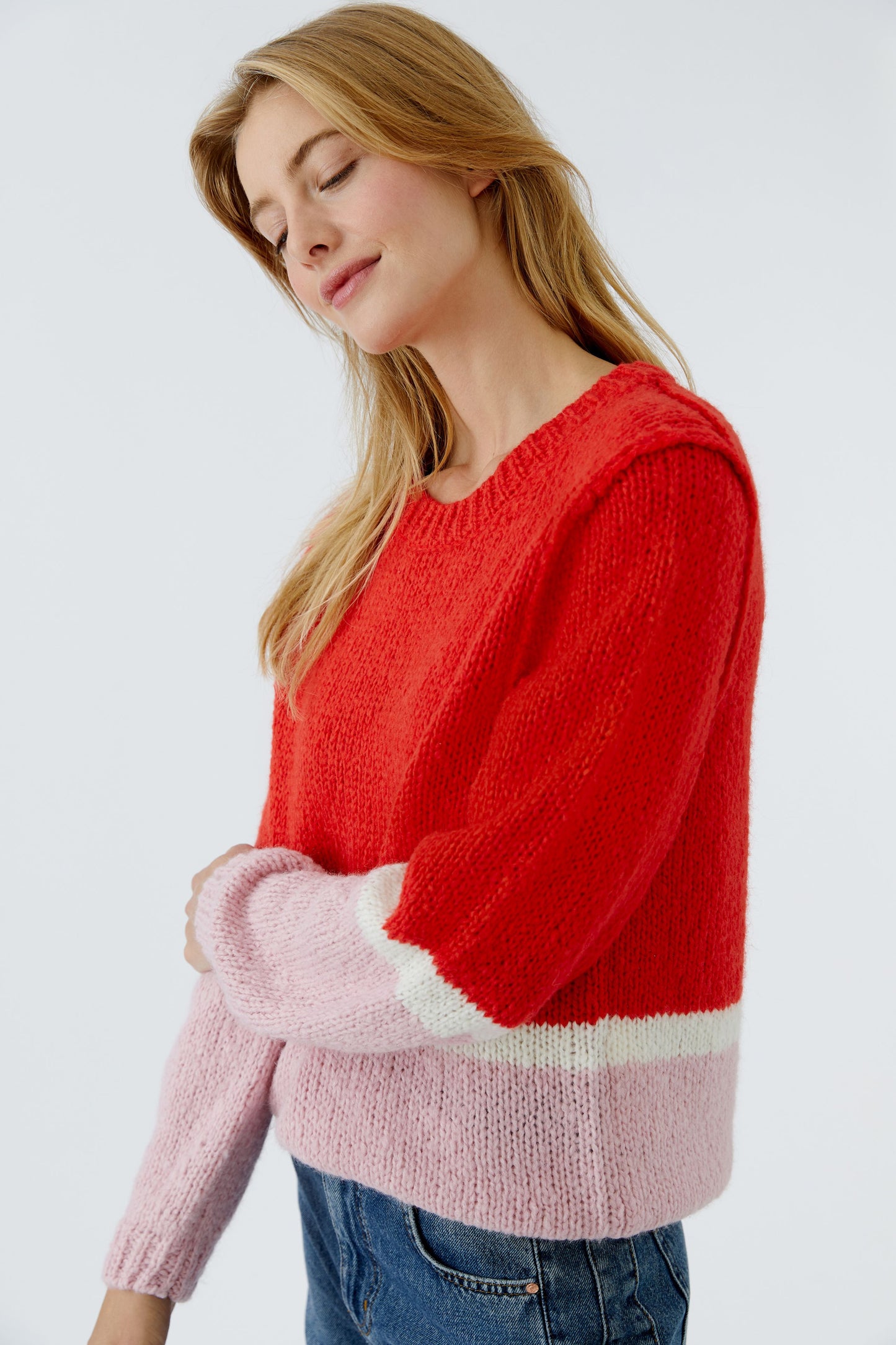 Oui  Red Rose Pullover 96088