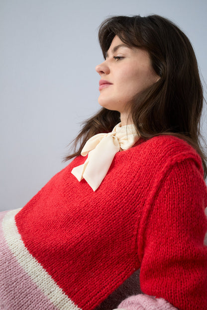Oui  Red Rose Pullover 96088