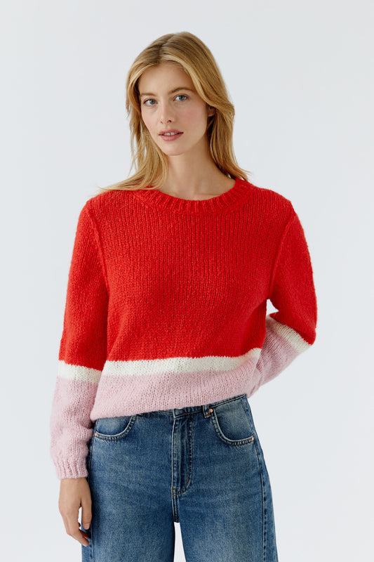 Oui  Red Rose Pullover 96088