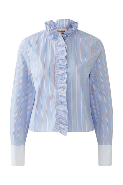 Oui Light Blue Rose Red Blouse 96070