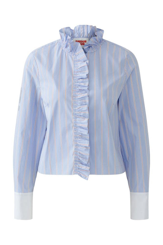 Oui  Light Blue Rose Red Blouse 96070