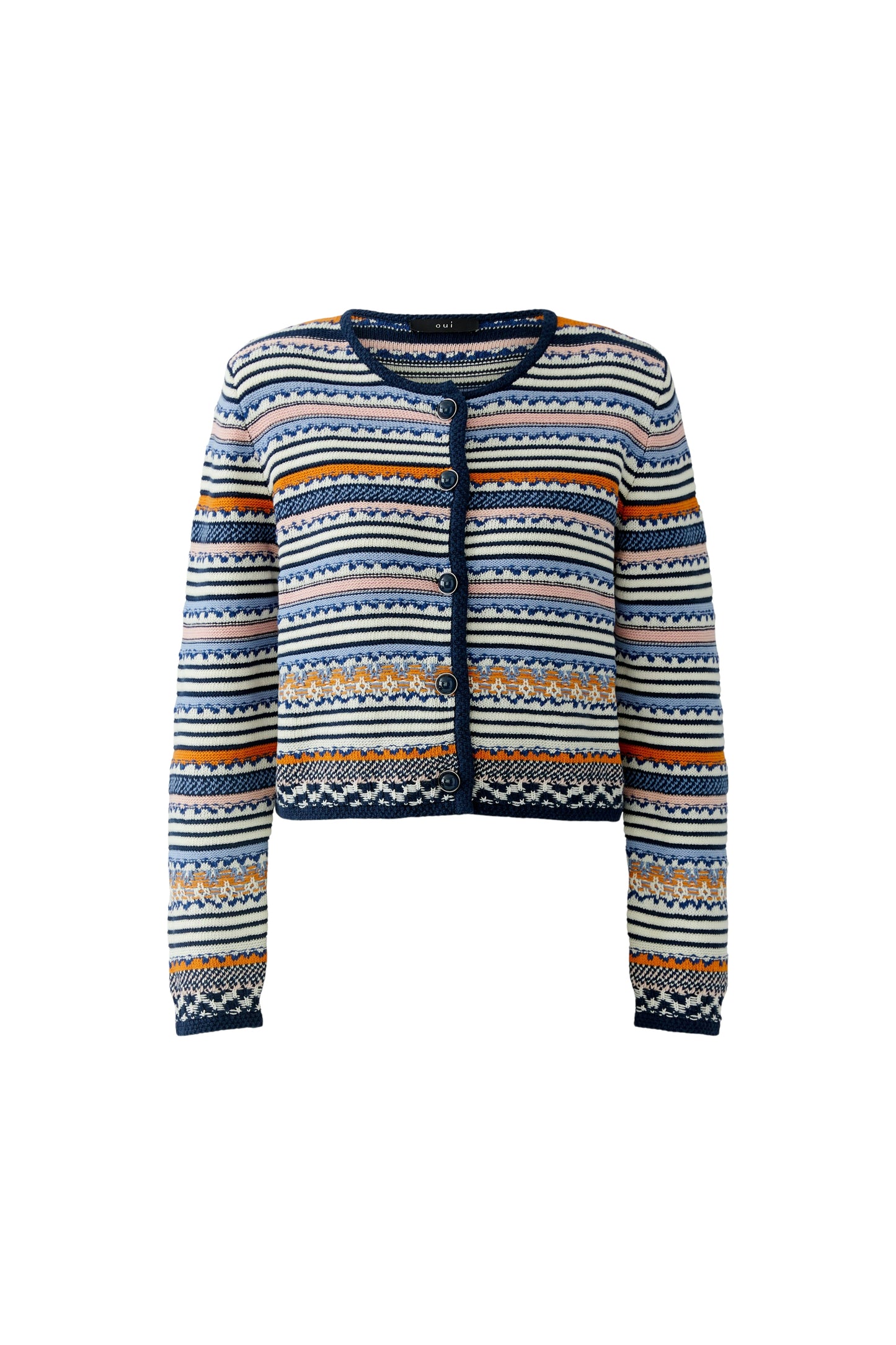 Oui Striped Cardigan Multi 97320