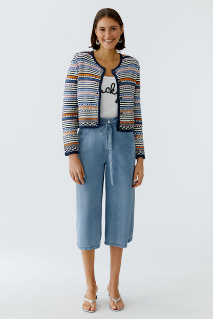 Oui Striped Cardigan Multi 97320