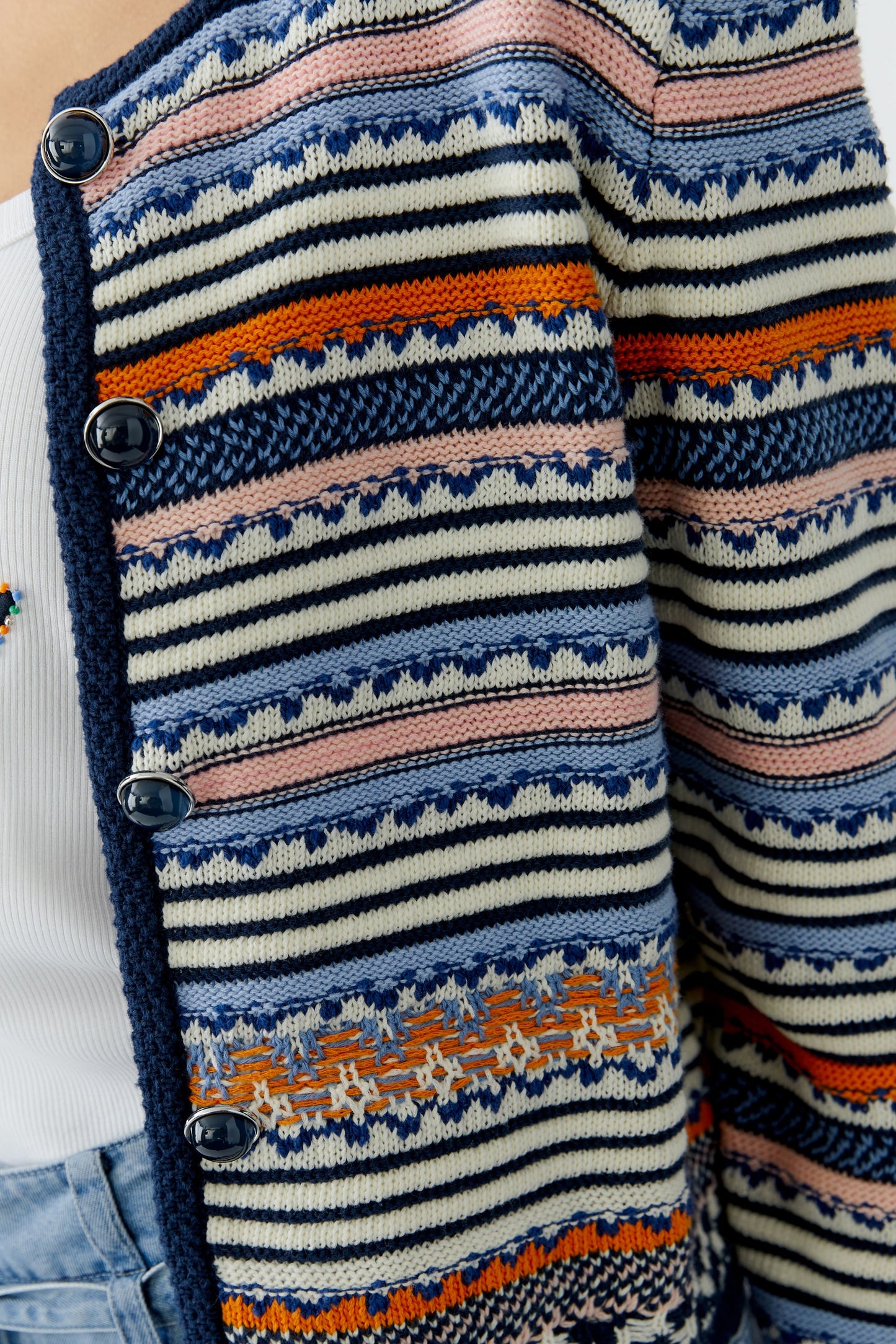 Oui Striped Cardigan Multi 97320