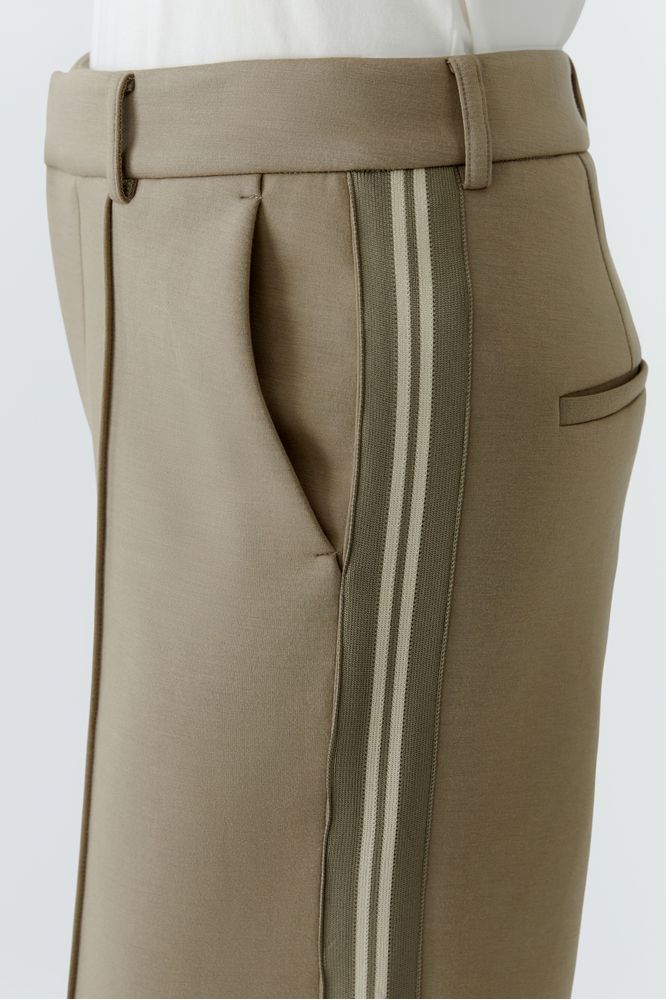 Oui Khaki White Trousers 95953