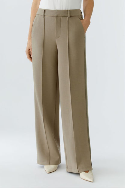 Oui Khaki White Trousers 95953