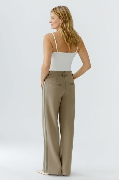 Oui Khaki White Trousers 95953
