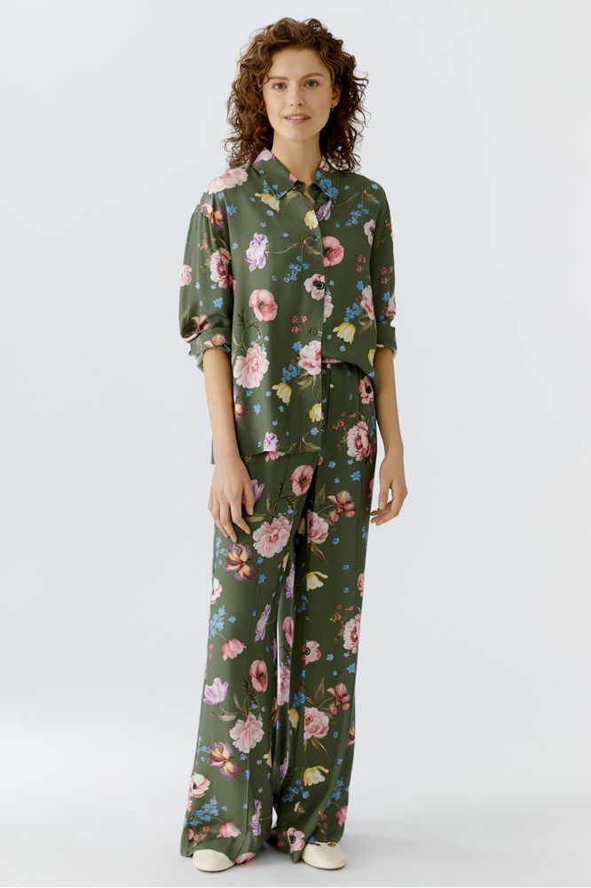 Oui Khaki Floral Blouse 96722