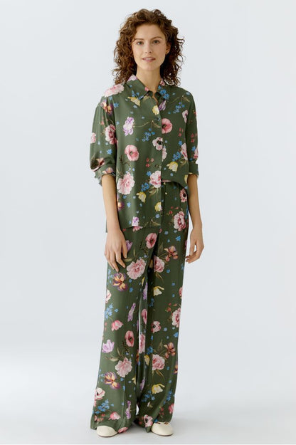 Oui Khaki Floral Blouse 96722
