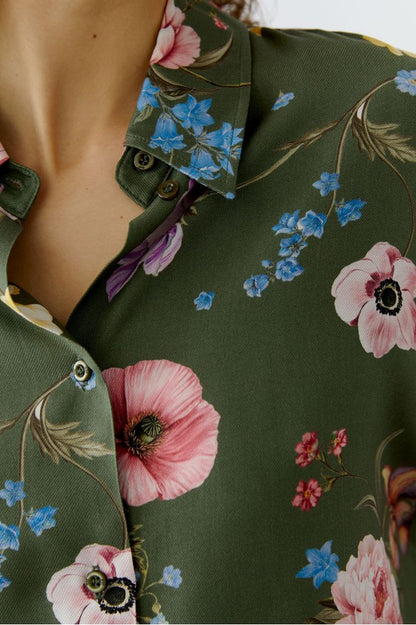 Oui Khaki Floral Blouse 96722