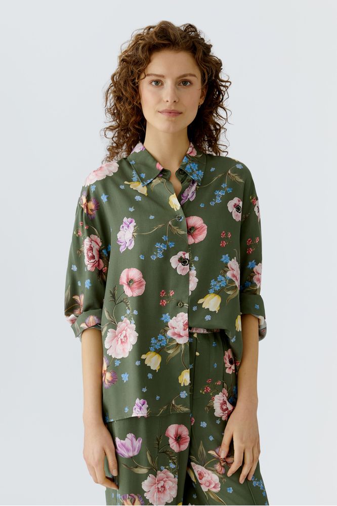 Oui Khaki Floral Blouse 96722