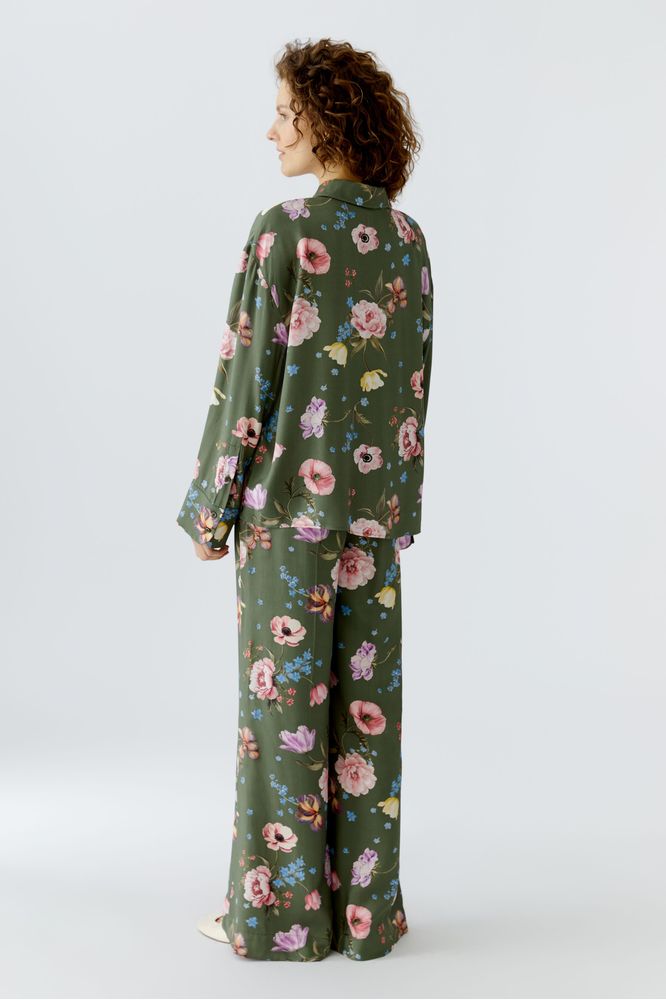 Oui Khaki Floral Blouse 96722