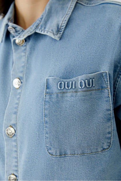 Oui Denim Blue Blouse 96464