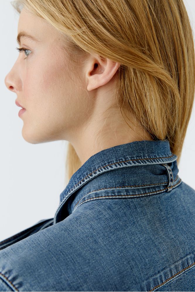 Oui  Dark Blue Denim Blouse 96069