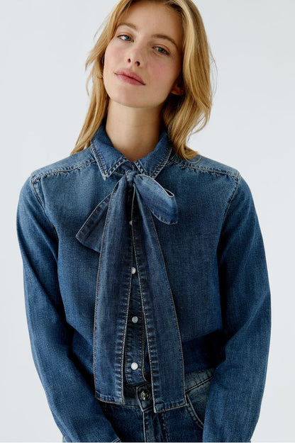 Oui  Dark Blue Denim Blouse 96069
