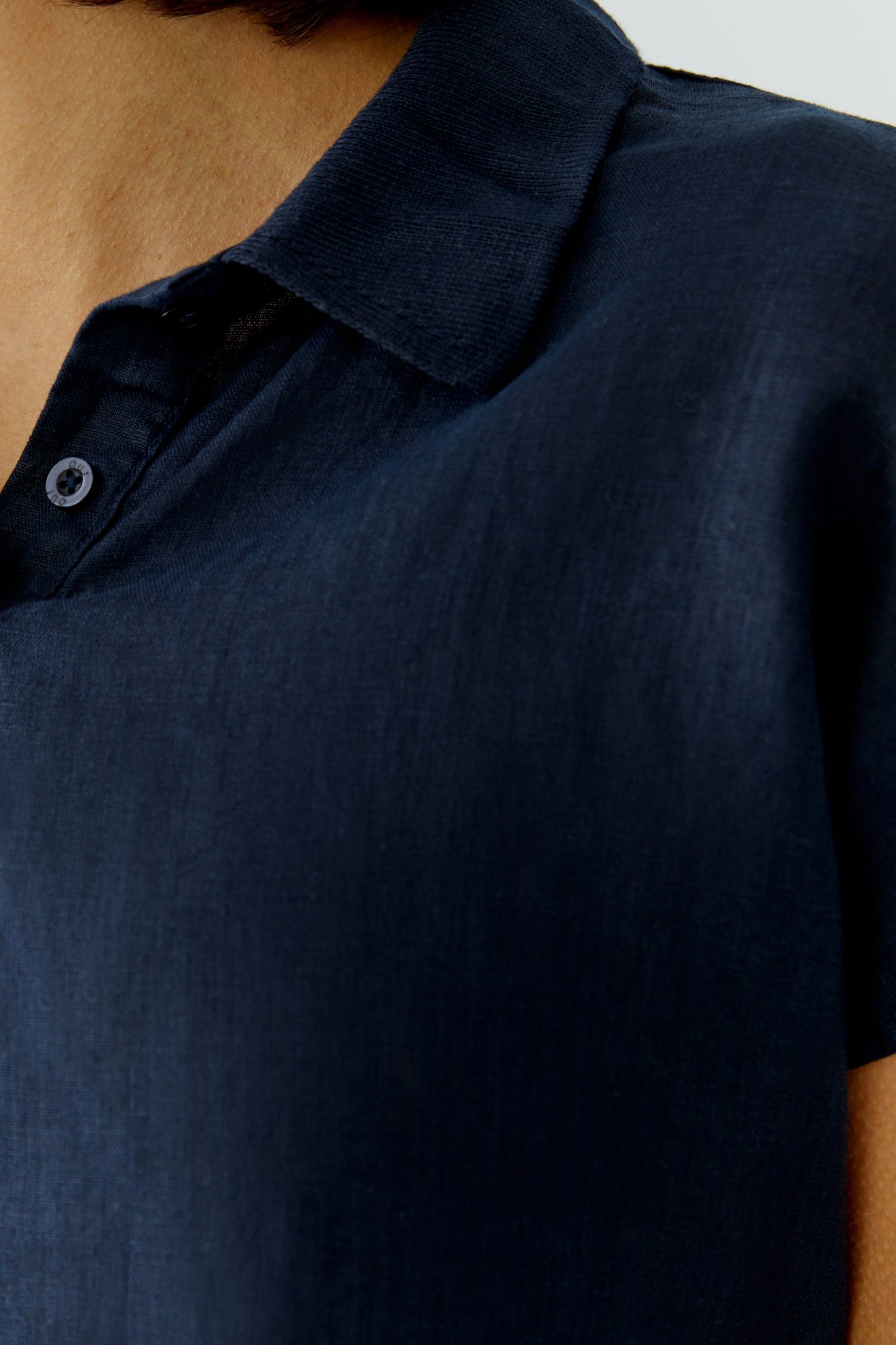 Oui Dark Blue Linen Blouse 97224