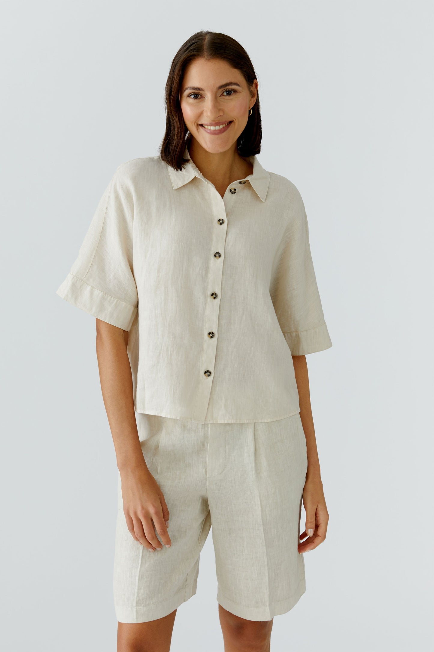 Oui Biscuit Linen Blouse 97229