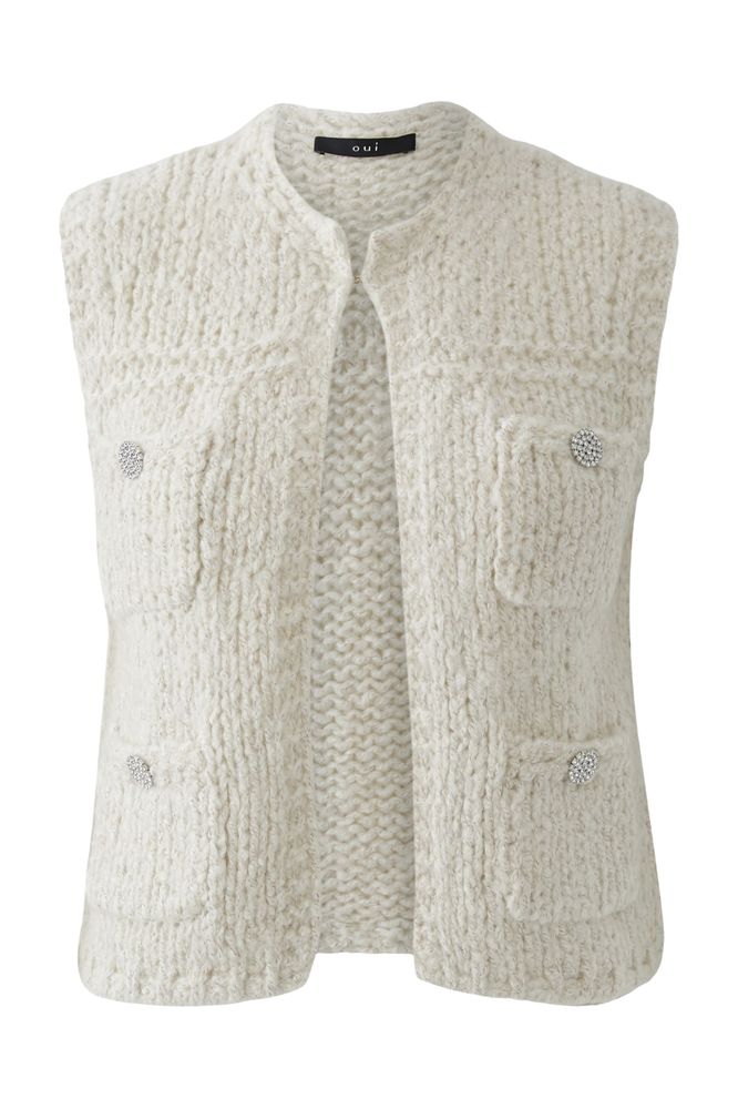 Oui  Light Beige Melange Vest 86171